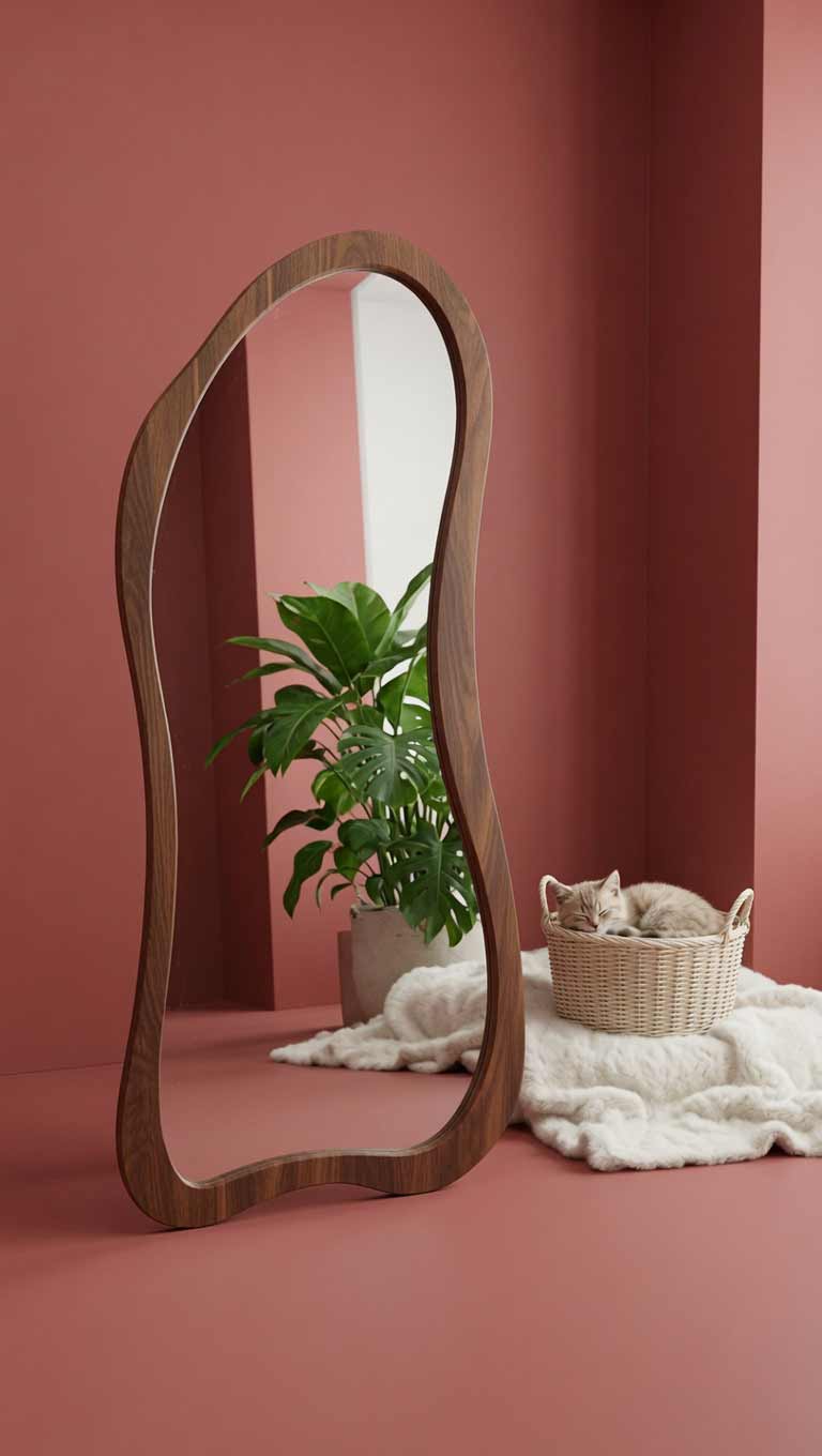 آینه قدی دفرمه MDF سایز 180*80 سانتیمتر | ترکیب هنر، زیبایی و کاربرد در دکوراسیون مدرن 2 آینه قدی دفرمه زیبا برای سالن زیبایی